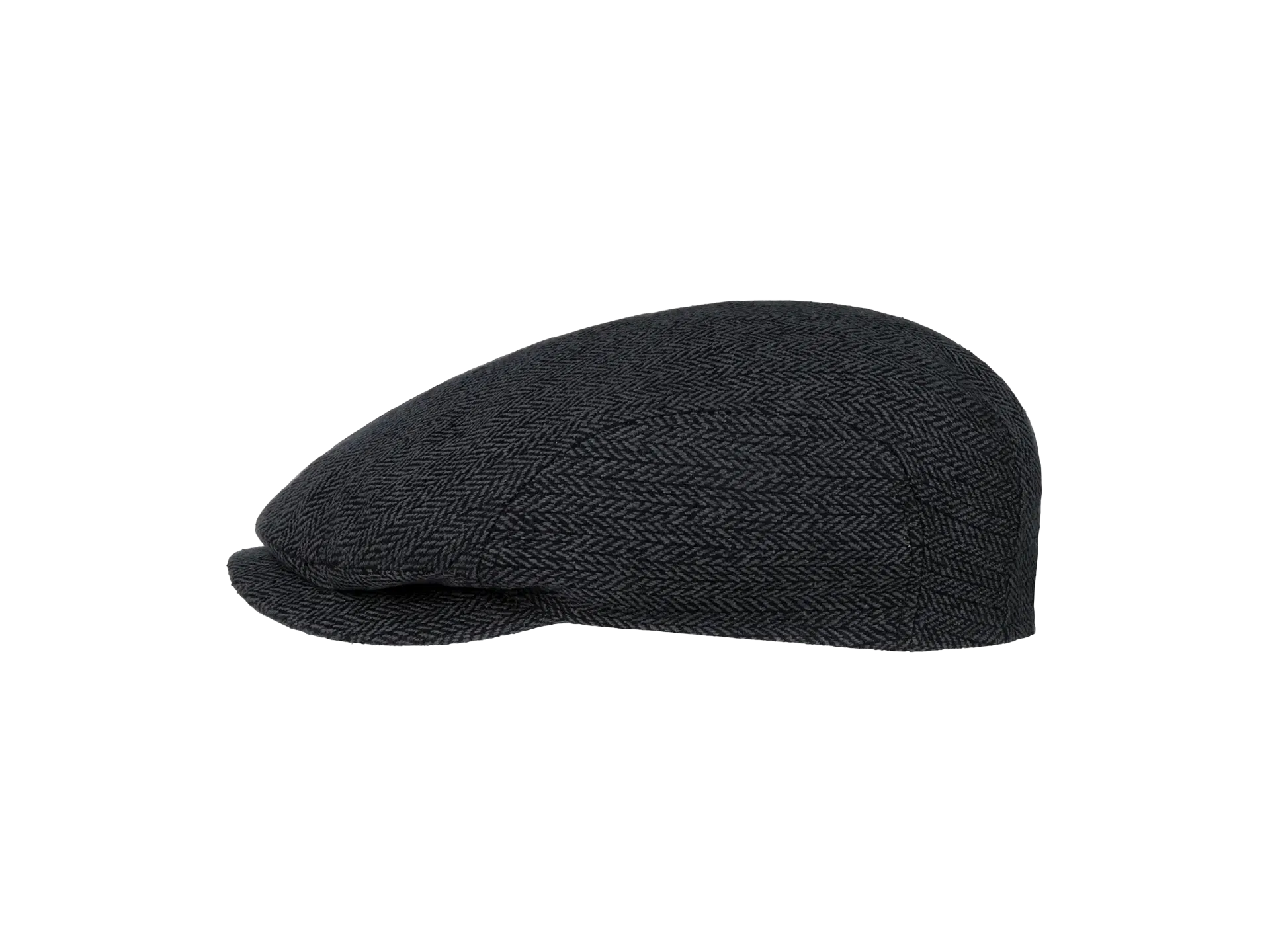 Schwarze Flatcap aus Wolle mit Fischgrätmuster, stilvoller Klassiker von Stetson